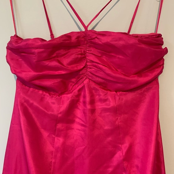 Hot pink silk floral dress - Picture 3 of 13